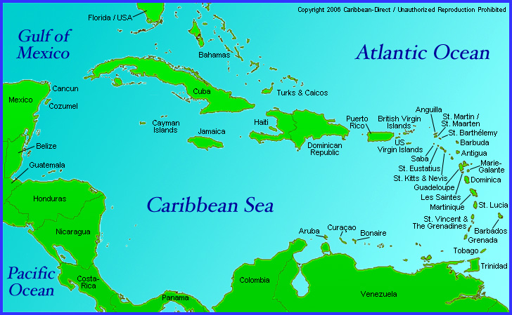 caraibes mer antigua et barbuda carte